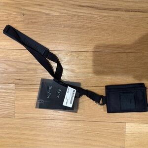 Acne Black Card Holder with Lanyard